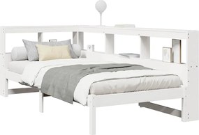 vidaXL Κρεβάτι Βιβλιοθήκη Χωρίς Στρώμα Λευκό 75x190 εκ Μασίφ Πεύκο