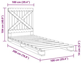 ΠΛΑΙΣΙΟ ΚΡΕΒΑΤΙΟΥ ΜΕ ΚΕΦΑΛΑΡΙ 100 X 200ΕΚ. ΜΑΣΙΦ ΞΥΛΟ ΠΕΥΚΟΥ 3281569