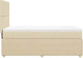 vidaXL Κρεβάτι Boxspring με Στρώμα Κρεμ 90x200 εκ.Υφασμάτινο