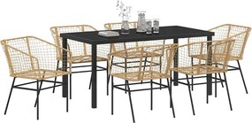 vidaXL Σέτ φαγητού για κήπο 7 pcs Καφέ συνθετικό ρατάν