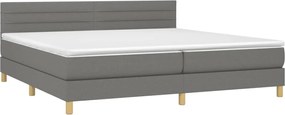 vidaXL Κρεβάτι Boxspring με Στρώμα Σκούρο Γκρι 200x200 εκ. Υφασμάτινο