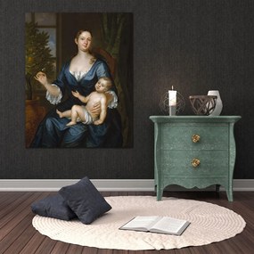 Αναγεννησιακός πίνακας σε καμβά με γυναίκα και παιδί KNV834 30cm x 40cm