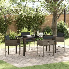 vidaXL Σέτ φαγητού για κήπο 5 pcs Γκρι συνθετικό ρατάν