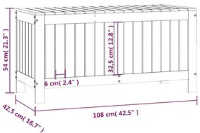 Κουτί Αποθήκευσης Κήπου Λευκό 108x42,5x54 εκ. Μασίφ Ξύλο Πεύκου - Λευκό