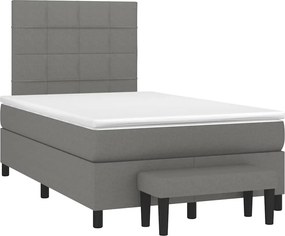 vidaXL Κρεβάτι Boxspring με Στρώμα Σκούρο Γκρι 120x190 εκ Υφασμάτινο