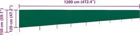 vidaXL Προστατευτικό Αέρα με 9 Πάνελ Πράσινο 1200 x 120 εκ. Υφασμάτινο