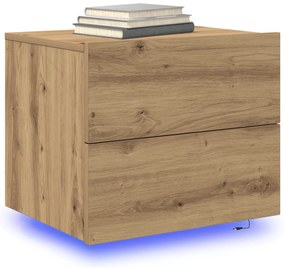 vidaXL Κομοδίνο με LED Τοίχου από Τεχνητό Δρυ 50x39x41 εκ