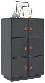 vidaXL Ντουλάπι Ψηλό Γκρι 67x40x108,5 εκ. από Μασίφ Ξύλο Πεύκου