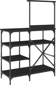 vidaXL Ραφιέρα Κουζίνας Μαύρη 90x40x132 εκ. Επεξ. Ξύλο και Μέταλλο