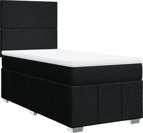 vidaXL Κρεβάτι Boxspring με Στρώμα Μαύρο 90x200 εκ. Υφασμάτινο