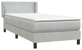 vidaXL Κρεβάτι Boxspring με Στρώμα Ανοιχτό Γκρι 100x210 εκ. Βελούδινο