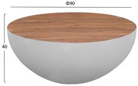 ΔΙΑΚΟΣΜΗΤΙΚΟ ΤΡΑΠΕΖΙ ΣΑΛΟΝΙΟΥ BOWL Φ90X40Yεκ. ΛΕΥΚΟ ΜΕ ΞΥΛΟ ΑΚΑΚΙΑΣ HM8717.03