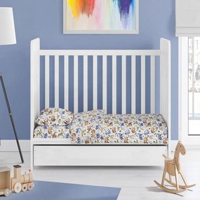 Σεντόνια Βρεφικά Dinosaur 517 (Σετ 3τμχ) Sky Blue DimCol Cradle 120x160cm 100% Cotton