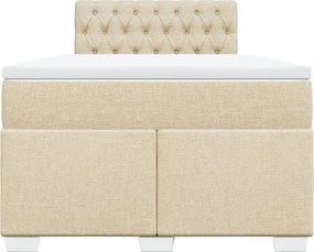 vidaXL Κρεβάτι Boxspring με Στρώμα Κρεμ 120x200 εκ. Υφασμάτινο