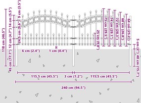 vidaXL Φράχτης Κήπου KAMPEN 240 x 118 εκ Mesh Γκρι