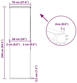 Κουρτίνα Μπάνιου Ρολό κασέτα 70x240εκ. Πλάτος υφάσματος 66εκ. - Γκρι