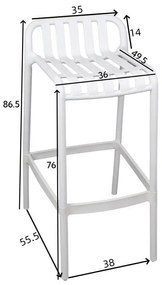 Σκαμπό μπαρ Zoi pp σε ανθρακί απόχρωση 36x56x87 εκ. 36x56x87 εκ.