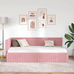 vidaXL Κρεβάτι Γωνίας με κεφαλάρι Ροζ 100 x 200 cm Βελούδο