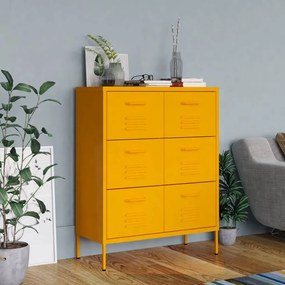 vidaXL Συρταριέρα Μουσταρδί 80 x 35 x 101,5 εκ. από Ατσάλι
