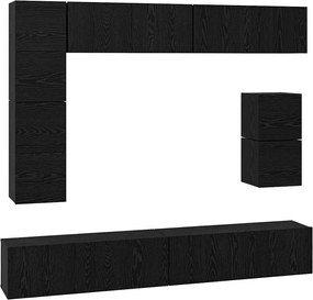 vidaXL Σετ επίπλου τηλεόρασης 8 pcs Μαύρη Οξυά Επεξεργασμένο ξύλο