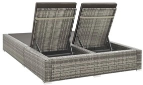 vidaXL Ξαπλώστρα Διπλή Γκρι από Συνθετικό Ρατάν