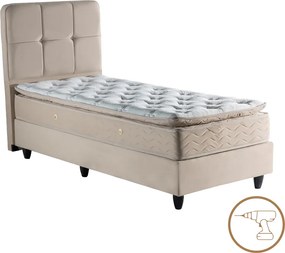 Κρεβάτι μονό Punto pakoworld κρεμ βελούδο 90x200εκ