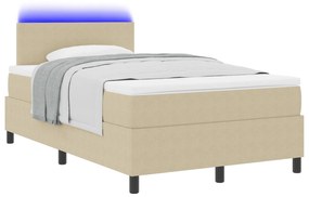 vidaXL Box Spring Κρεβάτι με Στρώμα & LED Φως Πράσινο Γκρι Μικρό Διπλό Ύφασμα Σουέτ