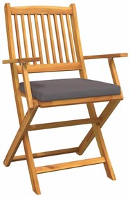 vidaXL Πτυσσόμενη Καρέκλα με μαξιλάρι 2 pcs Γκρι 49 x 57.5 x 92εκ