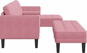 vidaXL Σετ Καναπέ με μαξιλάρι 2 pcs Ροζ Πολυεστέρας