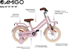 Bella 14 Inch 24 cm Girls Coaster Brake Pink