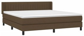 Κρεβάτι Boxspring με Στρώμα Σκούρο Καφέ 160x200 εκ Υφασμάτινο - Καφέ