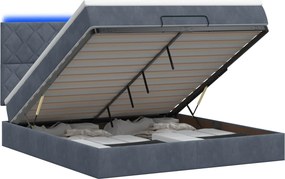 vidaXL Κρεβάτι Ottoman με Στρώμα και LED Σκούρο Γκρι 180 x 200 cm