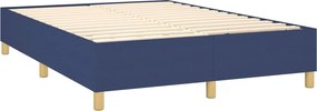 vidaXL Κρεβάτι Boxspring με Στρώμα Μπλε 140x190 εκ. Υφασμάτινο