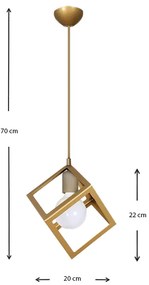 Φωτιστικό οροφής Thora Megapap E27 μεταλλικό μονόφωτο χρώμα χρυσό ματ 22x22x70εκ.