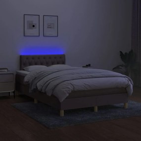 vidaXL Κρεβάτι Boxspring με Στρώμα &amp; LED Taupe 120x190 εκ. Υφασμάτινο