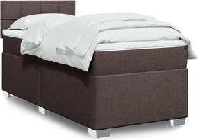 vidaXL Κρεβάτι Boxspring με Στρώμα Σκούρο Καφέ 90x190 εκ. Υφασμάτινο