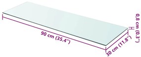 vidaXL Ράφι Πάνελ Διάφανο 90 x 30 εκ. Γυάλινο