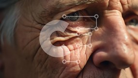 Intra Συλλεκτικό Ξύλινο Παζλ Plywood 4mm - Κοντινό πλάνο ηλικιωμένου με βαθιές ρυτίδες Σε Ξύλινο Κουτί - Διαστάσεις Puzzle: 10x10 cm – 25 κομμάτια