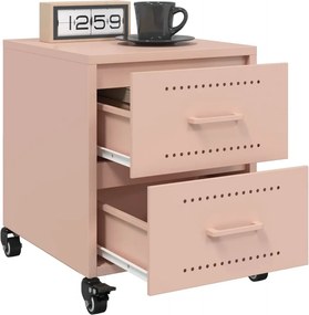 vidaXL Κομοδίνα 2 τεμ. Ροζ 36x39x43,5 εκ. από Χάλυβα