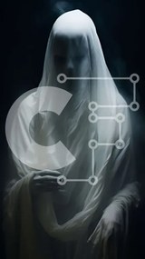 Intra Συλλεκτικό Ξύλινο Παζλ Plywood  4mm - Ghostly Figure με λευκές ρόμπες Σε Ξύλινο Κουτί - Διαστάσεις Puzzle: 10x10 cm – 25 κομμάτια