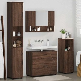 vidaXL Σετ Επίπλων Μπάνιου με ράφι 4 pcs Καφέ δρυς 30 x 35 x 192 εκ.