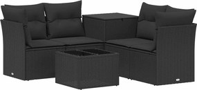 vidaXL Σετ Καναπέ 6 τμχ. Μαύρο 55 x 55 x 37 cm Πολυ-ρακί και Χάλυβας