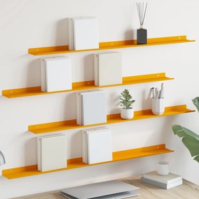 vidaXL Πλωτό ράφι 4 pcs Χαμομηλί κίτρινο 100 x 9 x 2,5 εκ Ατσάλι