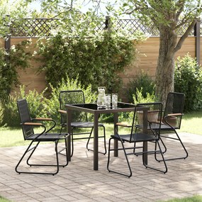 vidaXL Σετ 5 Τεμαχίων Καθιστικού Κήπου Μαύρο PVC Rattan