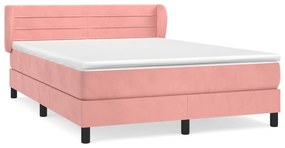 Κρεβάτι Boxspring με Στρώμα Ροζ 140x190 εκ. Βελούδινο - Ροζ