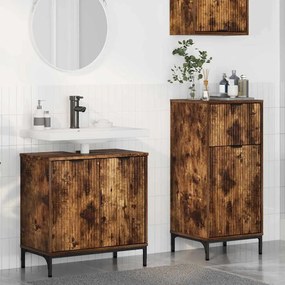 vidaXL Σετ Επίπλων Μπάνιου με συρτάρι με ράφι 2 pcs Καπνιστό Δρύς