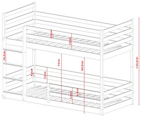 Χαμηλή Κουκέτα Montessori Mini από μασίφ ξύλο Grey  90×200cm (Δώρο 10% Έκπτωση στα Στρώματα)