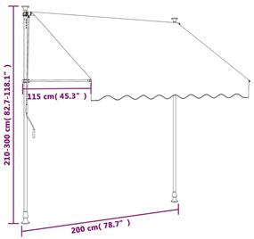 Τέντα Συρόμενη Κρεμ 200 x 150 εκ. από Ύφασμα και Ατσάλι - Κρεμ