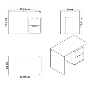 Γραφείο Κρεμ / Δρυς GROGON 103.9x60x73.5
