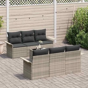 vidaXL Σετ Καναπέ Κήπου με μαξιλάρι 7 pcs Ανοιχτό γκρι, Σκουρό Γκρι